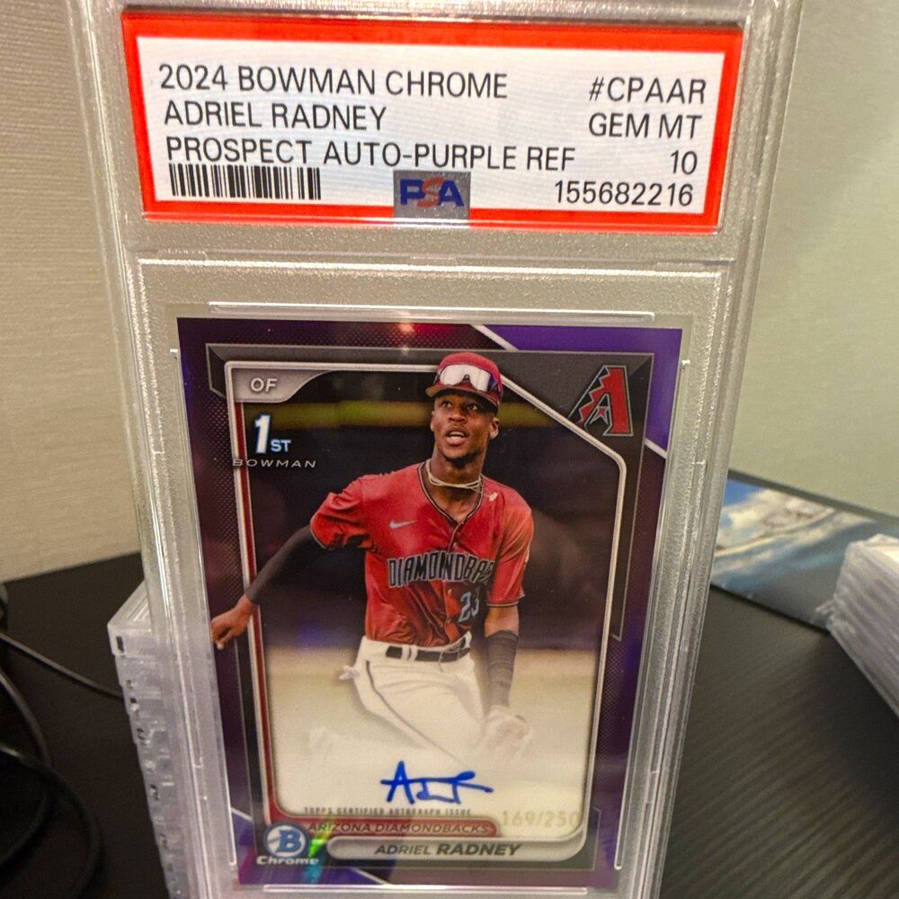 2024 Bowman Chrome Adriel Radney RC Prospect Auto Purple Refractor /250 PSA 10
